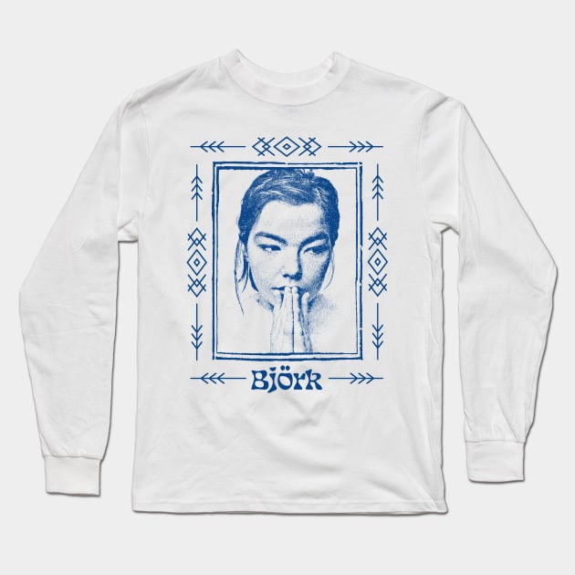 Björk / Vintage Style Aesthetic Fan Art Design Long Sleeve T-Shirt by DankFutura